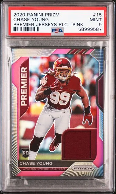 2020 Panini Prizm Chase Young Premier Jerseys Relics Pink #15 card image