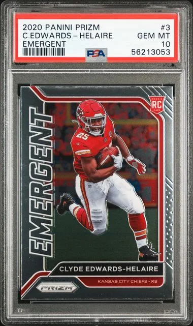 2020 Panini Prizm Clyde Edwards-Helaire Emergent #3 card image