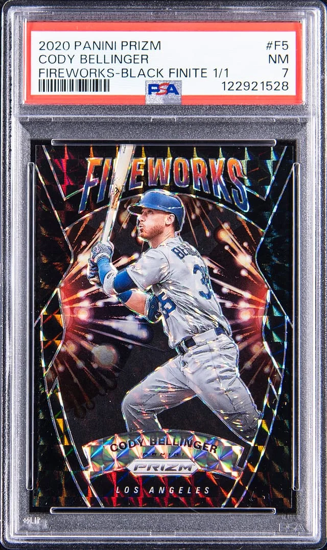 2020 Panini Prizm Cody Bellinger Fireworks Black Finite #F-5 card image