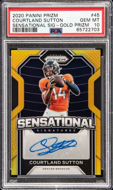 2020 Panini Prizm Courtland Sutton Sensational Signatures Gold Prizm #45 card image