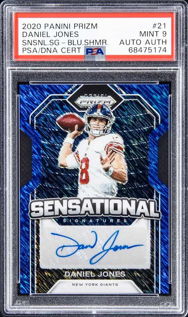 2020 Panini Prizm Daniel Jones Sensational Signatures Blue Shimmer #21 card image