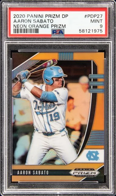 2020 Panini Prizm Draft Picks Aaron Sabato Neon Orange Prizm #PDP27 card image