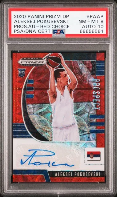 2020 Panini Prizm Draft Picks Aleksej Pokusevski Prospect Autographs Red Choice Prizm #PA-AP card image