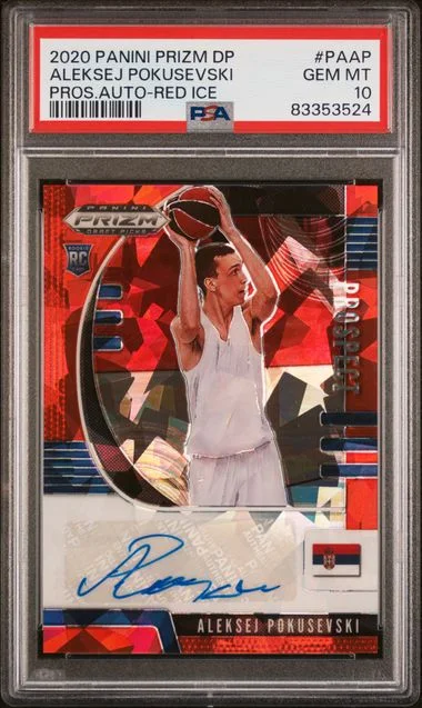 2020 Panini Prizm Draft Picks Aleksej Pokusevski Prospect Autographs Red Ice #PAAP card image