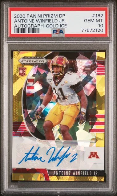 2020 Panini Prizm Draft Picks Antoine Winfield Jr. Autograph-Gold Ice #182 card image