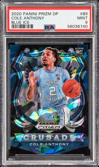 2020 Panini Prizm Draft Picks Cole Anthony Blue Ice #89 card image