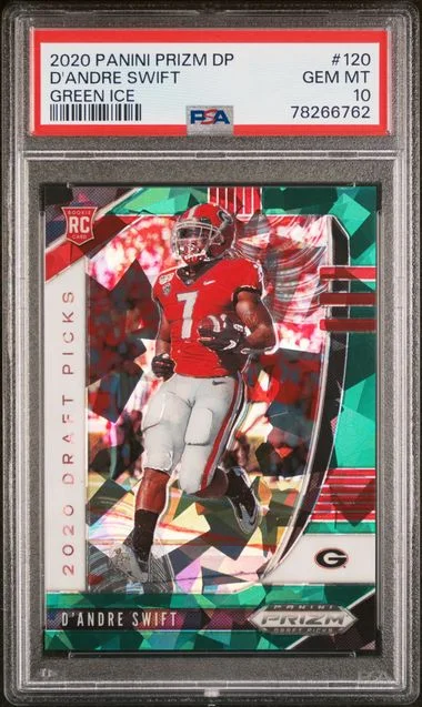 2020 Panini Prizm Draft Picks D'Andre Swift Green Ice #120 card image
