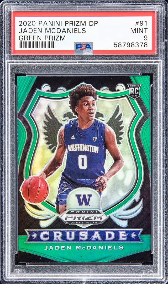 2020 Panini Prizm Draft Picks Jaden McDaniels Green #91 card image