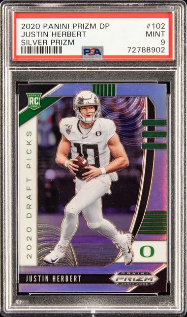 2020 Panini Prizm Draft Picks Justin Herbert Autograph Hyper Prizm #102 card image
