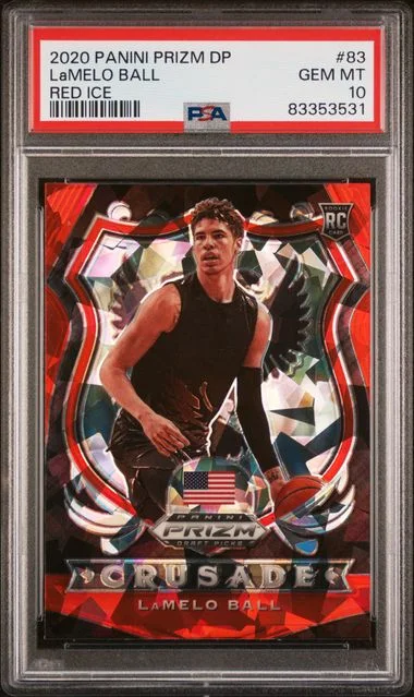 2020 Panini Prizm Draft Picks Lamelo Ball Red Ice #83 card image