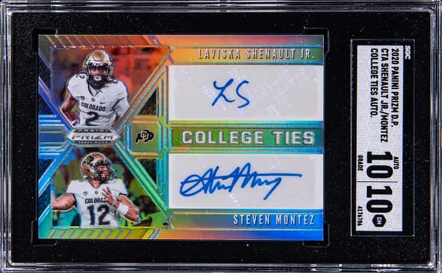 2020 Panini Prizm Draft Picks Laviska Shenault Jr./Steven Montez College Ties Autographs #CTA card image