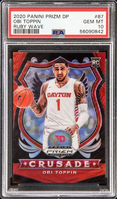 2020 Panini Prizm Draft Picks Obi Toppin Ruby Wave #87 card image