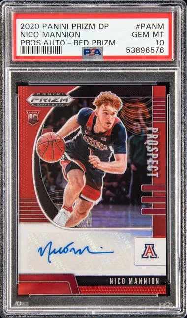 2020 Panini Prizm Draft Picks Prospect Autographs Red Prizm Panm Nico Mannion #no-number card image