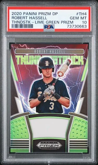 2020 Panini Prizm Draft Picks Robert Hassell Thunderstruck Lime Green Prizm #TH-4 card image