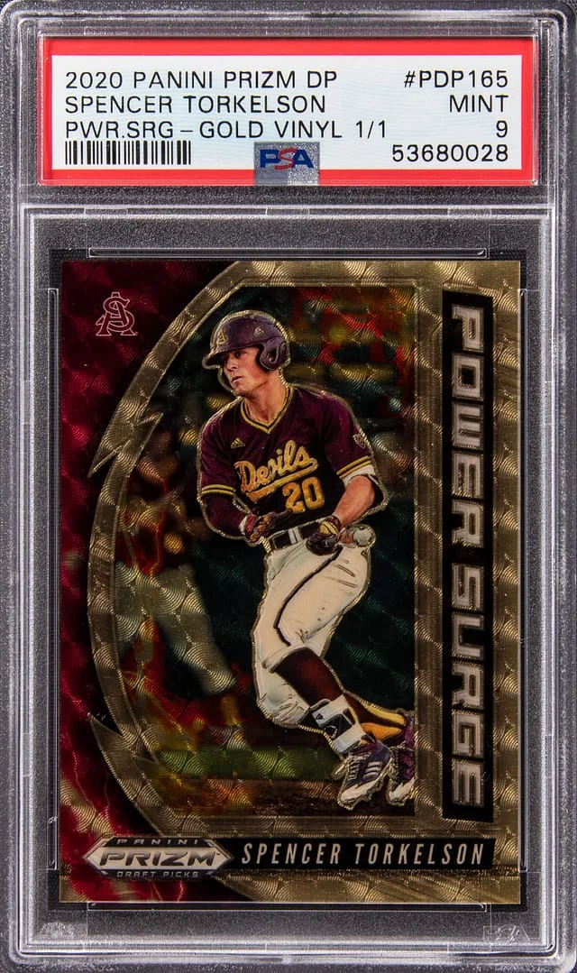 2020 Panini Prizm Draft Picks Spencer Torkelson Power Surge Gold Vinyl #PDP165 card image