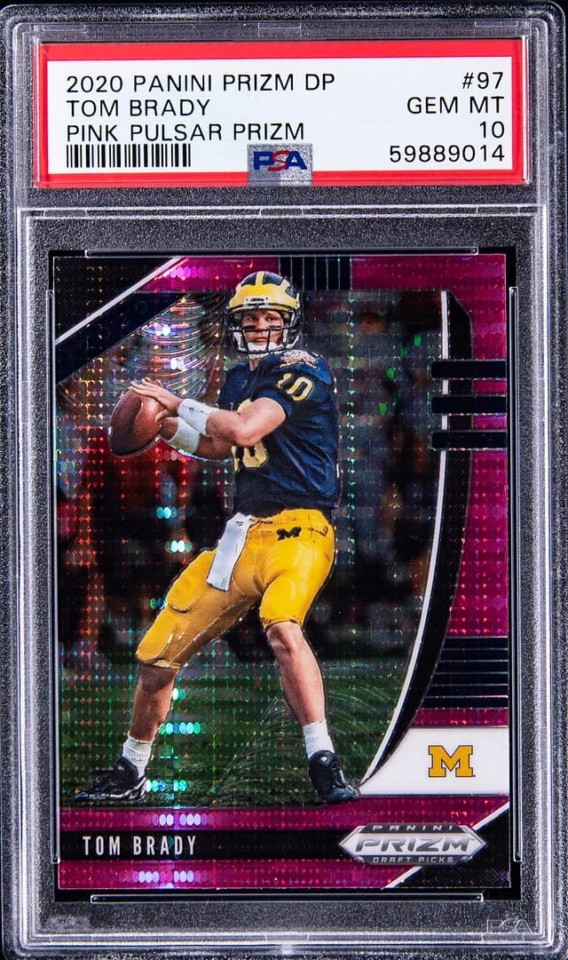 2020 Panini Prizm Draft Picks Tom Brady Pink Pulsar Prizm #97 card image
