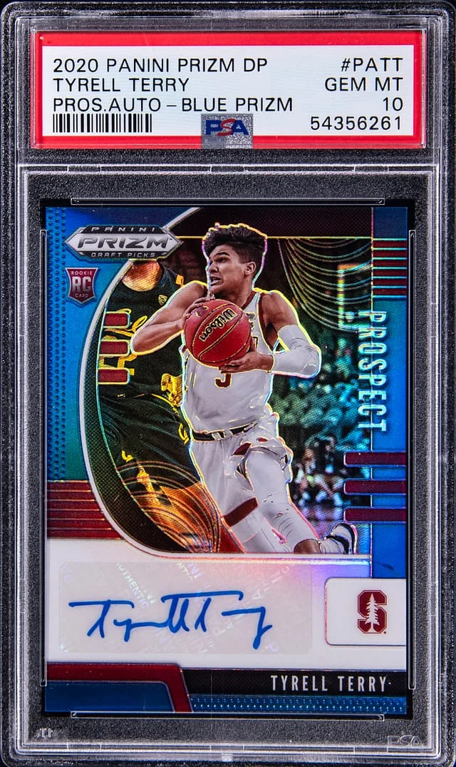 2020 Panini Prizm Draft Picks Tyrell Terry Prospect Autographs Blue Prizm #PATT card image