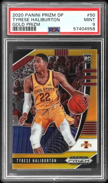 2020 Panini Prizm Draft Picks Tyrese Haliburton Gold Prizm #50 card image