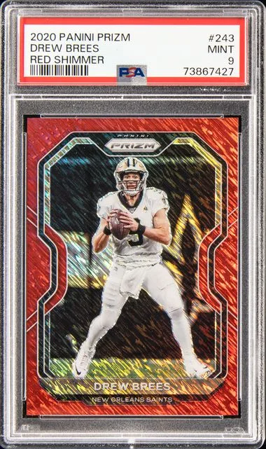 2020 Panini Prizm Drew Brees Red Shimmer #243 card image