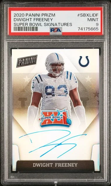 2020 Panini Prizm Dwight Freeney Super Bowl Signatures #SBXLIDF card image