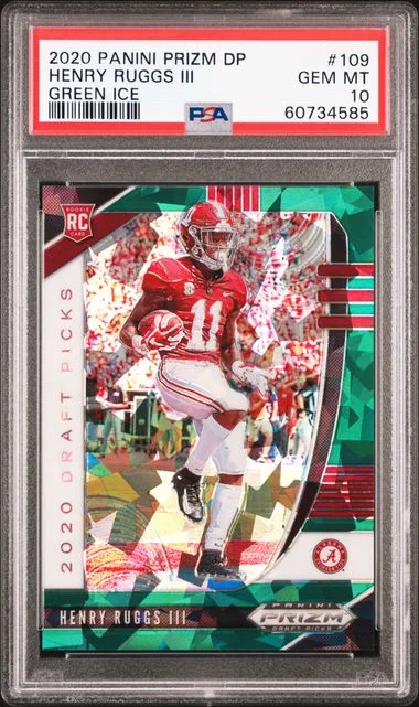 2020 Panini Prizm Henry Ruggs III Green Ice #109 card image