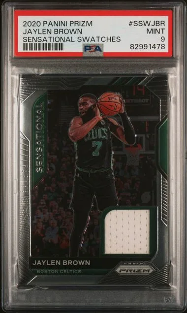 2020 Panini Prizm Jaylen Brown Sensational Swatches #SSWJBR card image