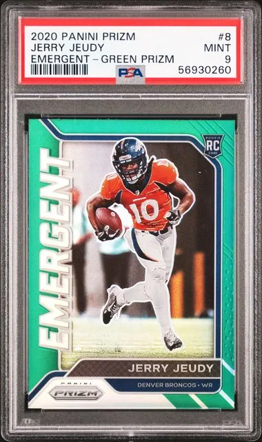 2020 Panini Prizm Jerry Jeudy Emergent Green Prizm #8 card image