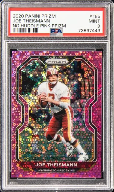2020 Panini Prizm Joe Theismann No Huddle Pink Prizm #185 card image