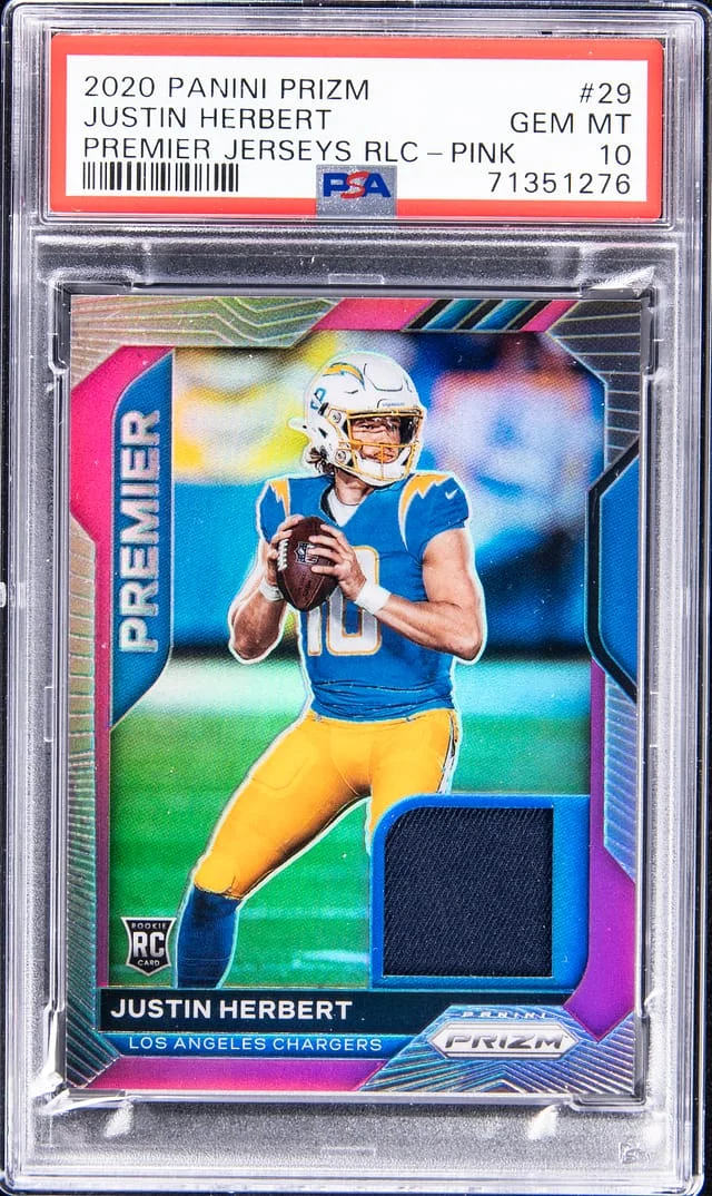 2020 Panini Prizm Justin Herbert Premier Jerseys Relics #29 card image
