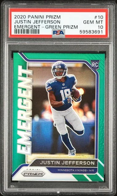 2020 Panini Prizm Justin Jefferson Emergent #10 card image
