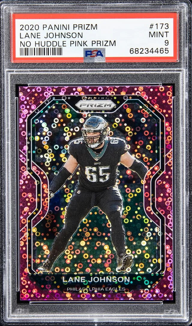 2020 Panini Prizm Lane Johnson No Huddle Pink Prizm #173 card image