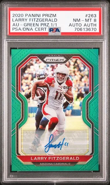 2020 Panini Prizm Larry Fitzgerald Autograph Green Prizm #263 card image