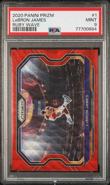 2020 Panini Prizm LeBron James Ruby Wave #1 card image