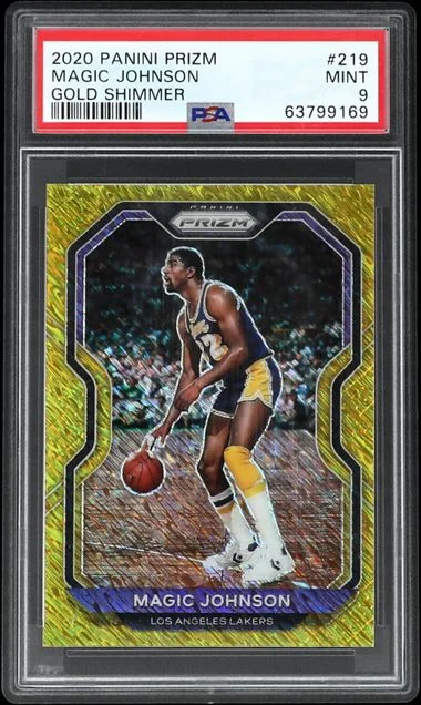 2020 Panini Prizm Magic Johnson Gold Shimmer #219 card image