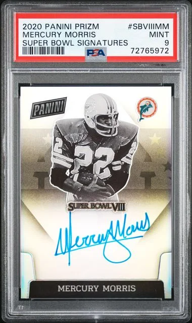 2020 Panini Prizm Mercury Morris Super Bowl Signatures #SBVIII-MM card image