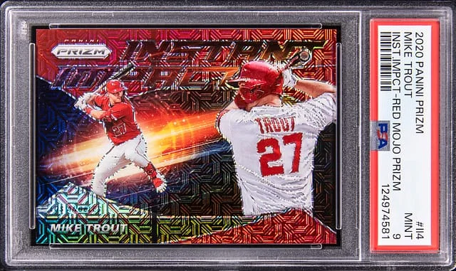 2020 Panini Prizm Mike Trout Instant Impact Red Mojo Prizm #II-4 card image