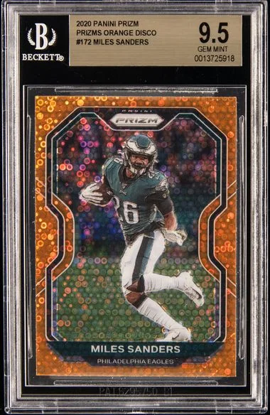 2020 Panini Prizm Miles Sanders Orange Disco #172 card image