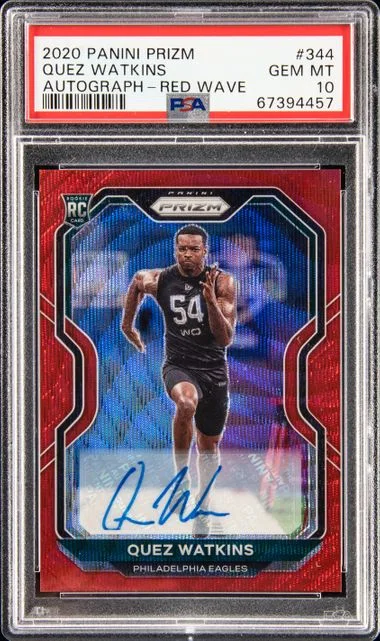 2020 Panini Prizm Quez Watkins Autograph-Red Wave #344 card image