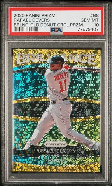 2020 Panini Prizm Rafael Devers Brilliance White Donut Circles Prizm #B8 card image