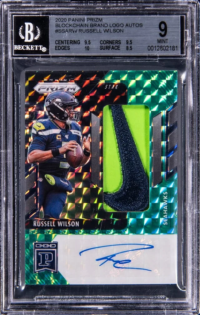 2020 Panini Prizm Russell Wilson Blockchain Brand Logo Autographs #SSA-RW card image
