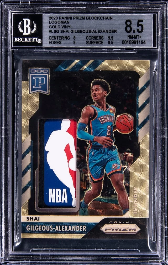2020 Panini Prizm Shai Gilgeous-Alexander Blockchain Logoman Gold Vinyl #L-SG card image