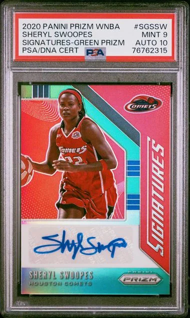 2020 Panini Prizm Sheryl Swoopes WNBA Signatures Green Prizm #SGSSW card image