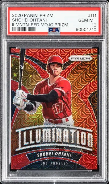 2020 Panini Prizm Shohei Ohtani Illumination Red Mojo Prizm #I11 card image