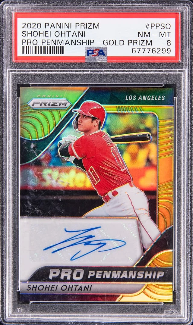 2020 Panini Prizm Shohei Ohtani Pro Penmanship Gold Prizm #PPSO card image