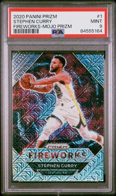 2020 Panini Prizm Stephen Curry Fireworks Mojo Prizm #1 card image