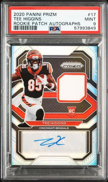 2020 Panini Prizm Tee Higgins Patch Autographs #17 card image