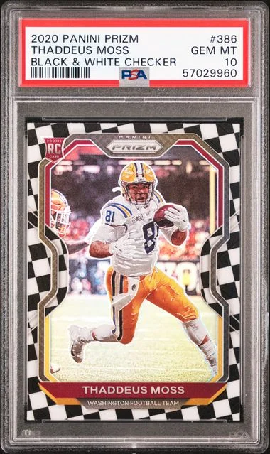 2020 Panini Prizm Thaddeus Moss Black & White Checker #386 card image