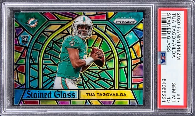 2020 Panini Prizm Tua Tagovailoa Stained Glass #17 card image