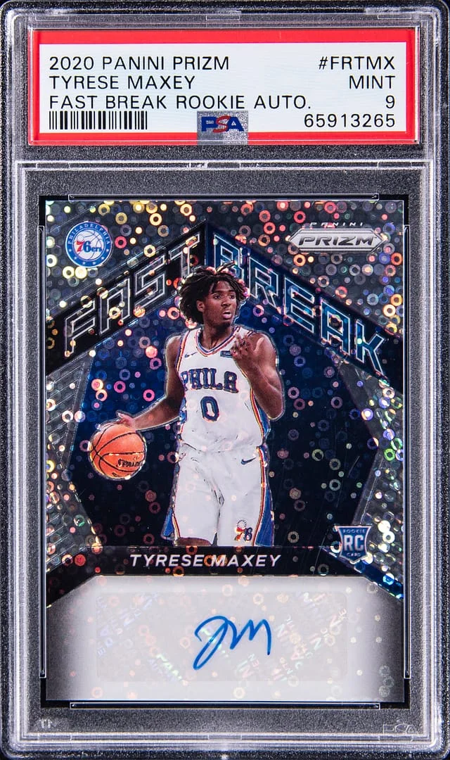 2020 Panini Prizm Tyrese Maxey Fast Break Autographs Gold #FRTMX card image