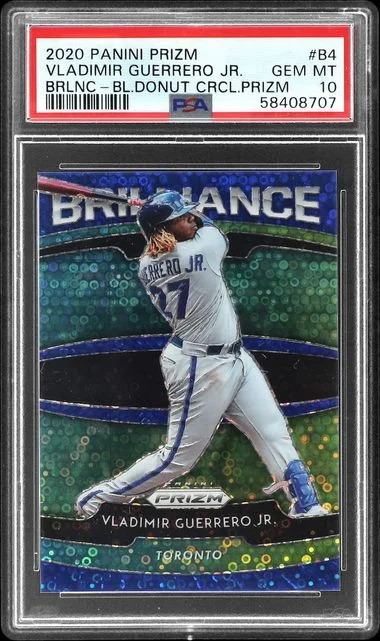 2020 Panini Prizm Vladimir Guerrero Jr. Brilliance Blue Donut Circles Prizm #B-4 card image